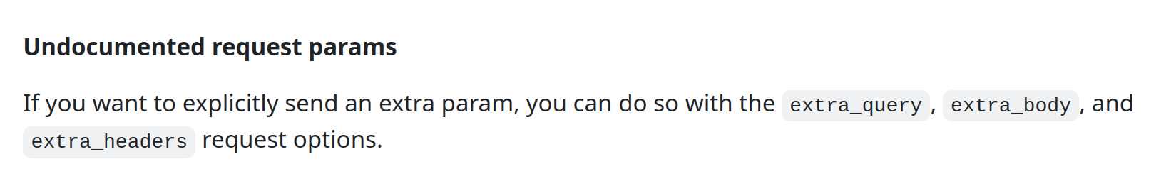 undocumented params